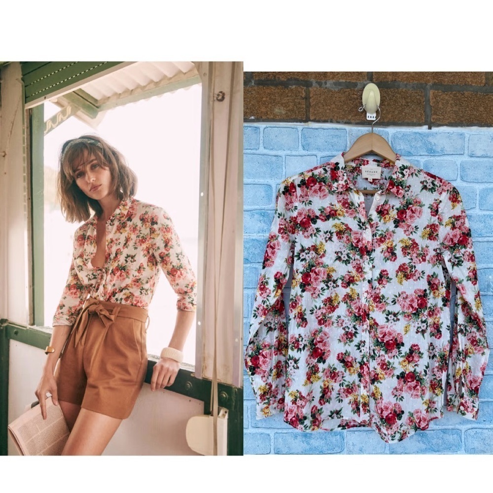Sézane Pierro Shirt Bouquet De Rose size 34/2